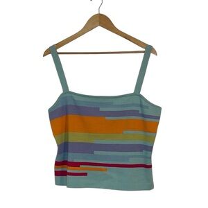 Vintage St. John Sport Bright abstract Stripes Cami, wool blend, Large